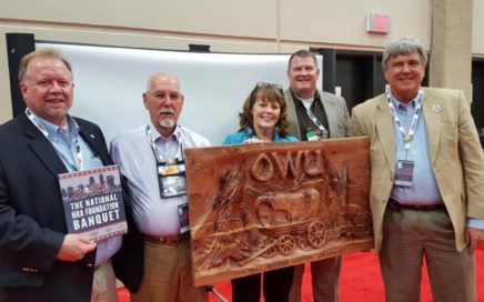 Sharing in this memorable occasion are David Sikes, Chairman of the River Region Friends of NRA; John Martin, Founder of SAT-C (Small Arms Training Consultants); Rebecca Wood, Founder of OWU; Rob Pinkston, OWU Board Member; and Chip McEwen, Boy Scouts of America Shotgun Shooting Sports Director.